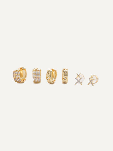 Astra Earring Set x 3 - Gold – Melania Clara
