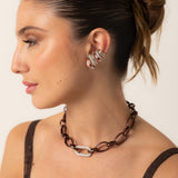 Quinn Earrings - Silver Chocolate