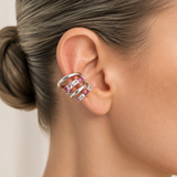 Luna Ear Cuff - Silver Cosmopolitan Pink